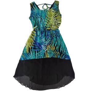 Sweet Storm Blue Green Black Sleeveless Summer Dress Fully Lined women's size M